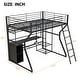 preview thumbnail 9 of 15, Full Size Gaming Loft Bed with Built-in Work Station, Open Wardrobe and LED Light, Metal Loft Bedframe with Storage Shelves