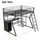 preview thumbnail 9 of 12, Metal Gaming Loft Bed with Open Wardrobe, LED Light and Built-in Work Station, Full Size Loft Bedframe with Storage Shelves