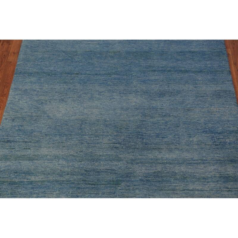 Blue Modern Gabbeh Oriental Rug Handmade Wool Carpet - 4'9" x 6'8"
