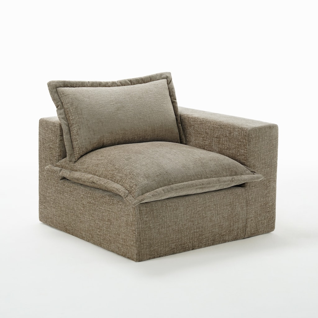 42"W Chenille Upholstered No Assembly Corner Chair