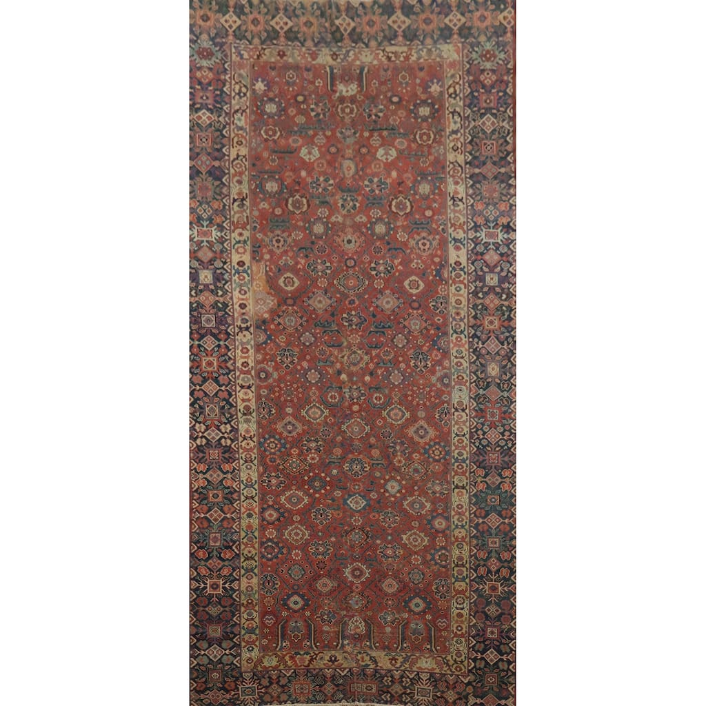 Hand Knotted Oriental 100% Wool Carpet Traditional Floral Oranges & Rust Malayer Area Rug - 13' 10'' X 5' 7''