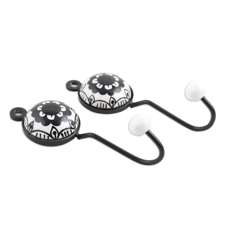 Novica Handmade Friendly Petals Ceramic Coat Hooks (Pair)