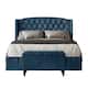 CraftPorch 2 Piece Bedroom Set in Luxurious Velvet Wingback Panel Upholstered Bed - Navy Blue - Twin