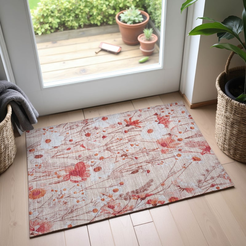 Premium Washable Super Soft Floral Mayfield Rug - Salmon - 1'8" x 2'6"