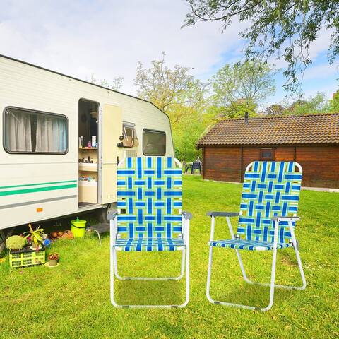 2pcs Steel Tube PP Webbing Bearing 120kg Folding Strip Beach Chair