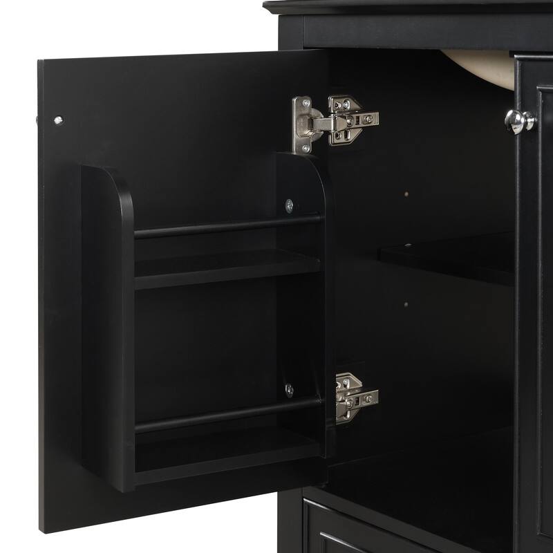 30 inch Freestanding Bathroom Vanity Set in Black with Integrated Ceramic Sink