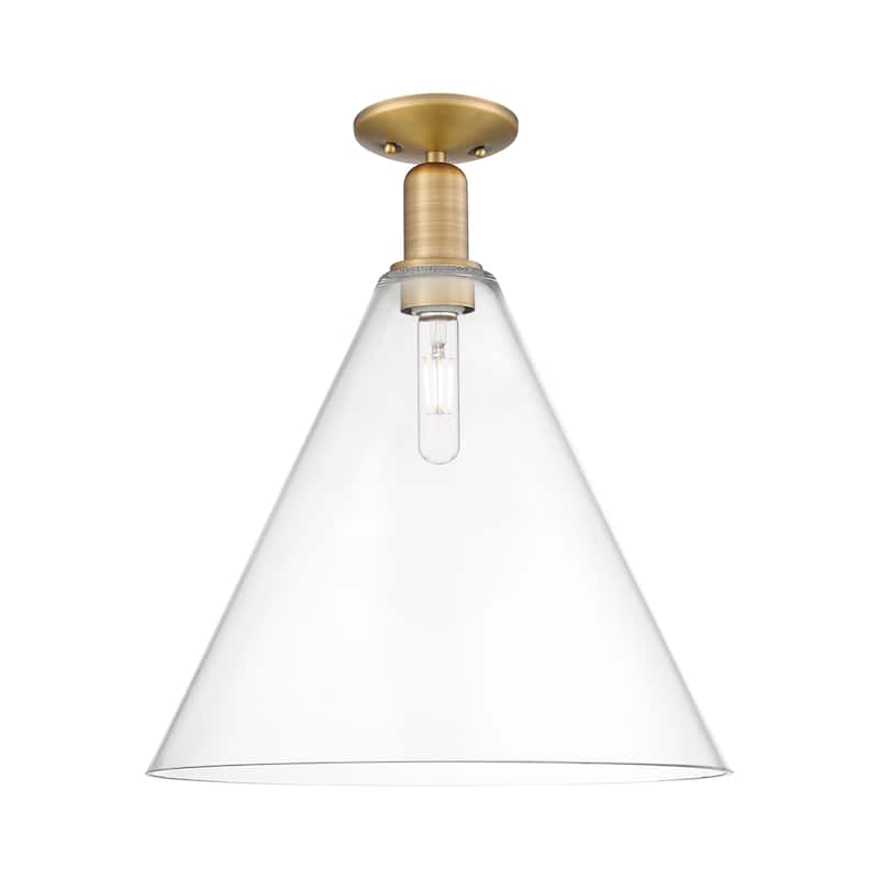 Innovations Lighting Endless Possibilities Arcadia - Berkshire Glass - 1 Light 16" Semi-Flush Mount with Clear Shade - Clear/Brushed Brass