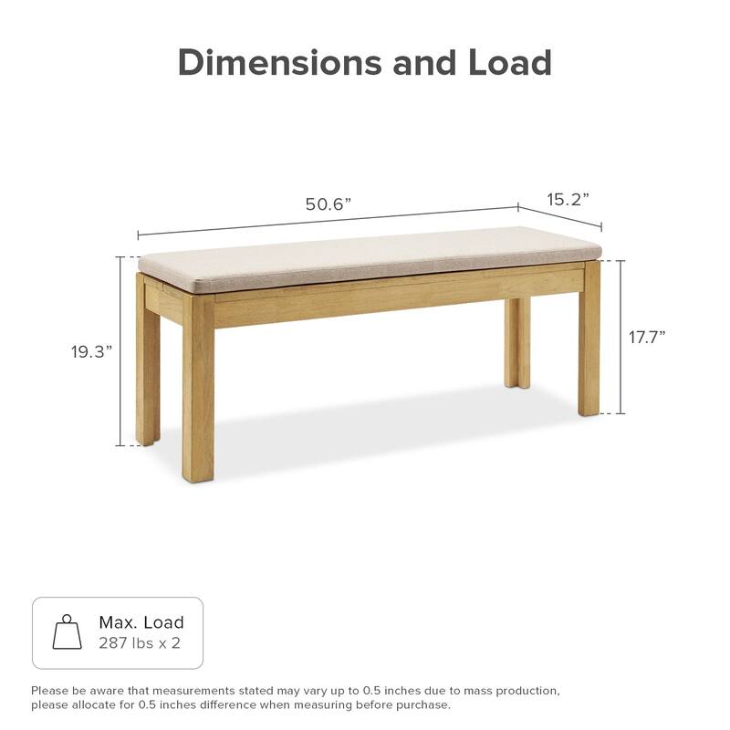 Mopio Logan Upholstered Beige Dining Bench