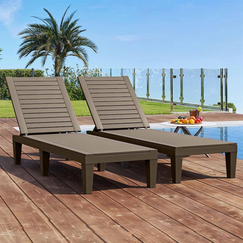 Outdoor Chaise Lounge Chairs (Set of 2) with Adjustable Backrest
