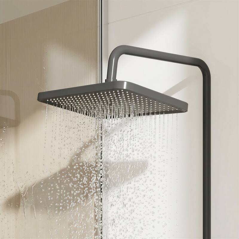 Shower Panel System with LED Digital Display, 4-Button Piano Key Control, 3-Mode Handheld & Rainfall Shower Head