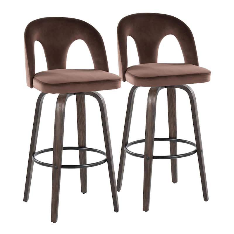 Ava Upholstered 30" Fixed-Height Counter Stool - Set of 2 - Espresso