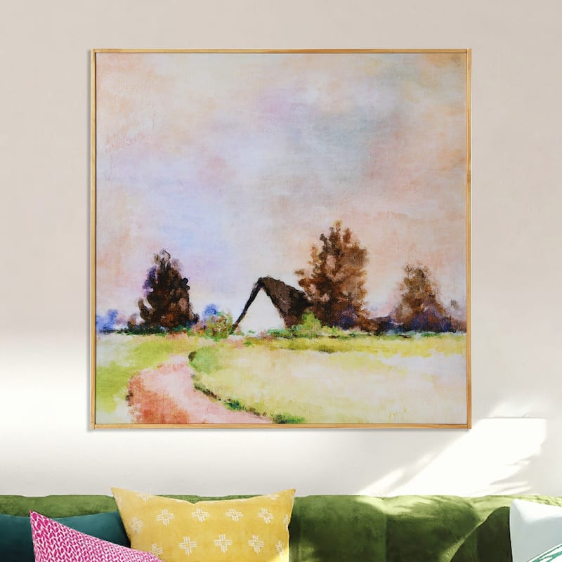 Landscape Print on Stretched Canvas and Wood Frame - Multi-Color