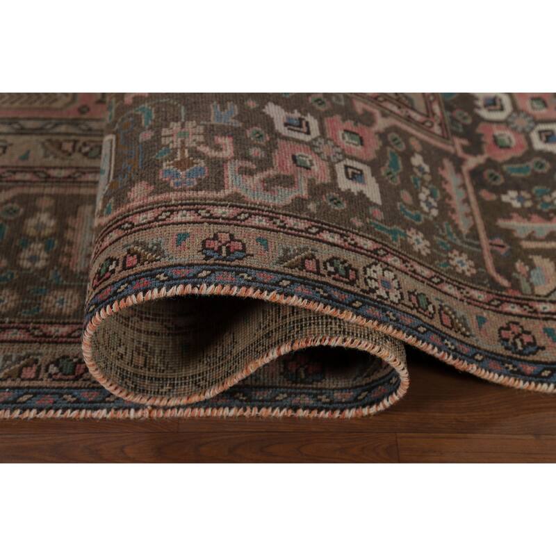 Distressed Pink Tabriz Vintage Persian Rug Hand-Knotted Wool Carpet - 9'2" x 12'8"