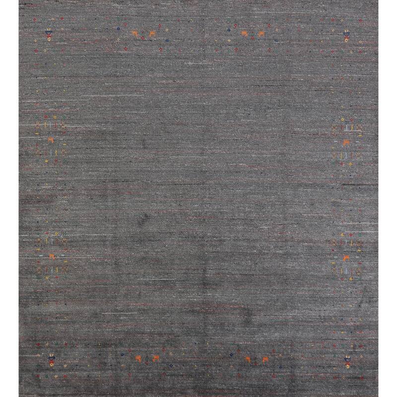 Hand Knotted Oriental 100% Wool Carpet Tribal Tribal Greys & Charcoal Gabbeh Area Rug - 8' 1'' X 8' 2''