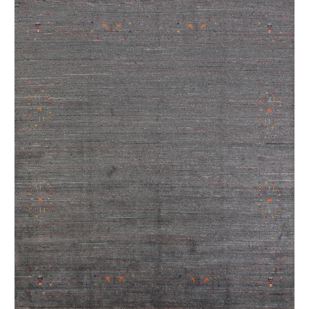 Hand Knotted Oriental 100% Wool Carpet Tribal Tribal Greys & Charcoal Gabbeh Area Rug - 8' 1'' X 8' 2''