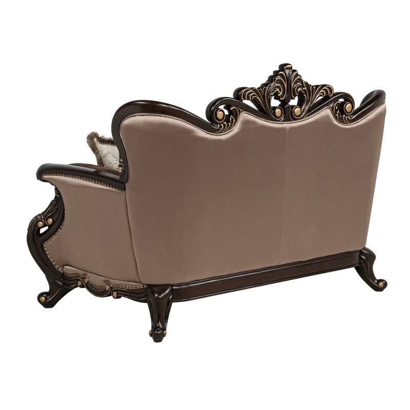 Best Master Furniture Truvare Sandy Desert Espresso Tradtional Loveseat with Gold Accent
