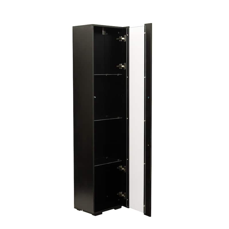 4-Tier Storage Display Cabinet with Shelves, LED Light Accent Cabinet Curio Cabinet Modern Side Cabinet for Living Room