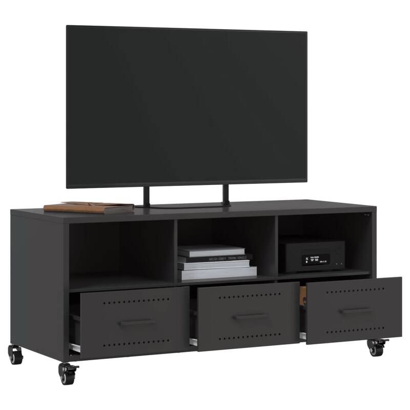 vidaXL TV Stand Entertainment Center Sideboard Media unit Cold-rolled Steel - 15.4 x 39.6 x 17.1