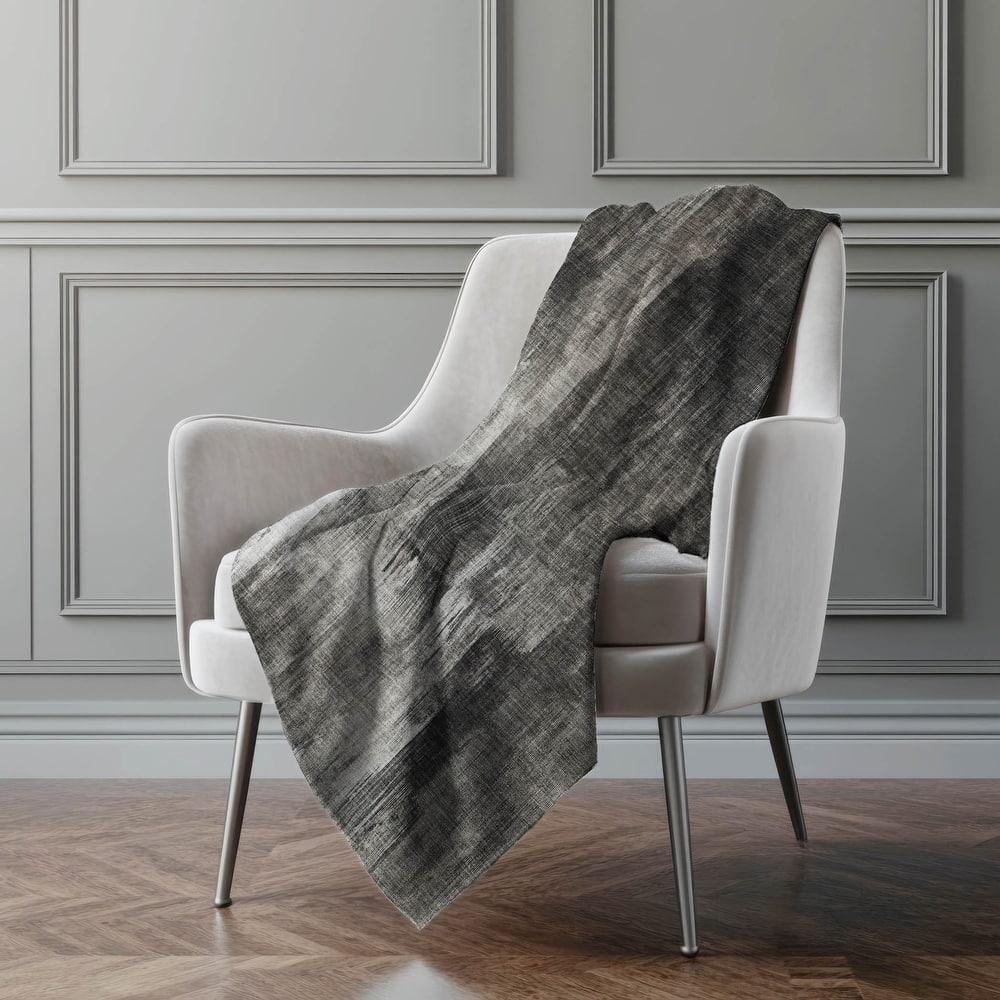 Premium Machine Washable Modern Brushstroke Sherpa Throw Blanket