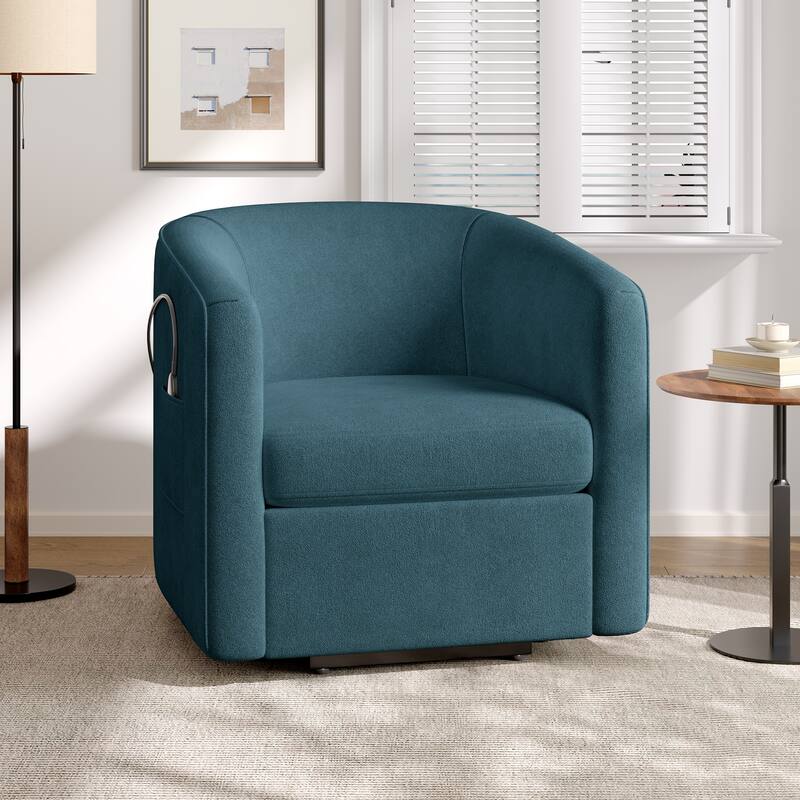 Roomfitters Power Lift Recliner Chair with Massage and Heat, Chenille Fabric Barrel Chair for Seniors - Blue