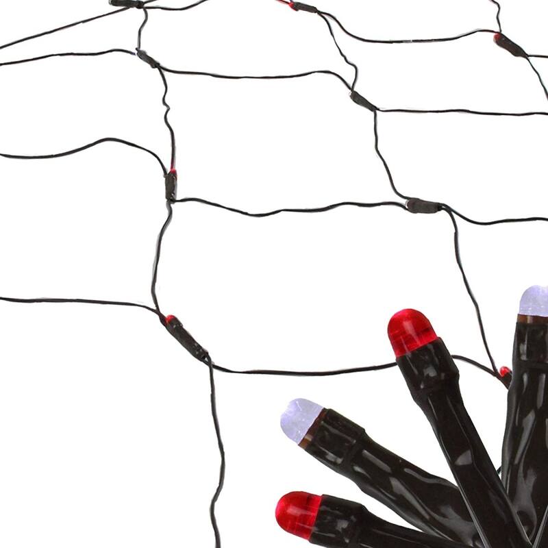 2'x8' Red White Micro LED Net Style Tree Trunk Lights Brown Wire