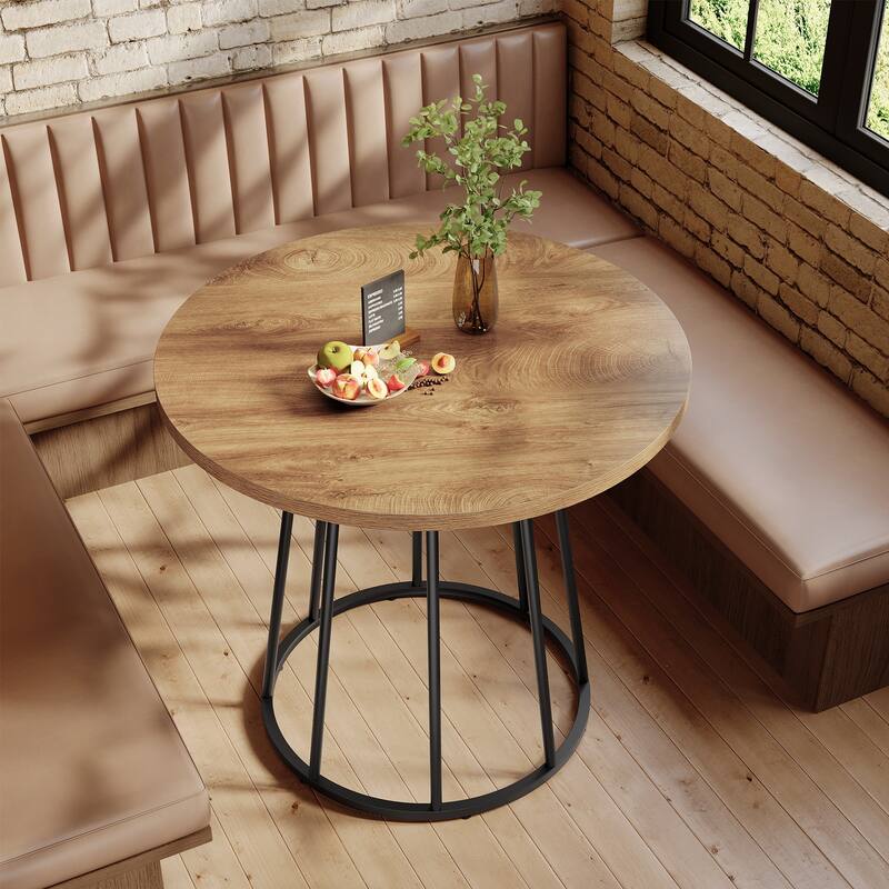 31.5" Round Dining Table, Small Kitchen Dinner Table with Metal Base