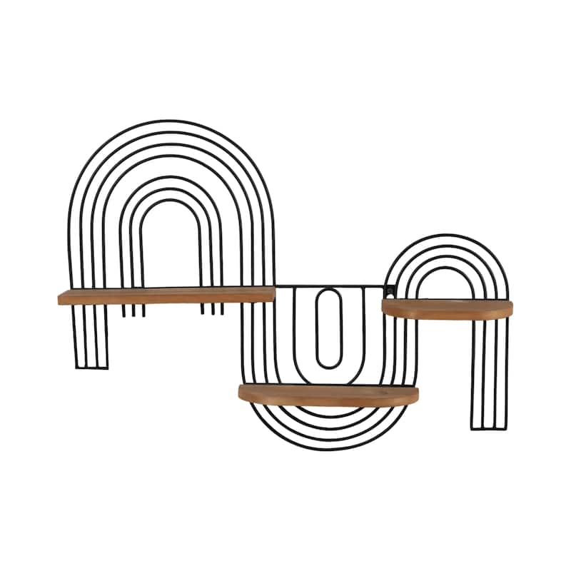Sagebrook Home 18'' Metal, Wood Brown and Black Loopy Wall Decoration, Unique and Stylish Design for Many Rooms - 24" x 4" x 18"