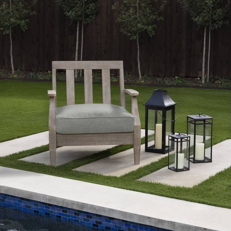 Sorra Home Outdura Solid Indoor/Outdoor Corded Chair Cushion - 22 in x 22 in x 4 in - ETC Smoke