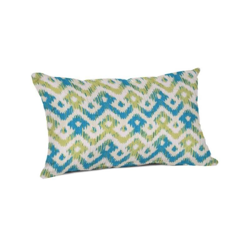 Casual Cushion Ikat 1-Piece Indoor/Outdoor Square Throw Pillow, 18"W x 18"L - 19"W x 12"L - Nixie Palm