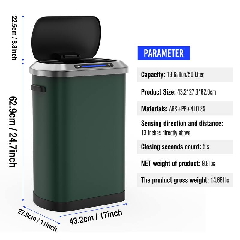 50L Kitchen Smart Automatic Trash Cans with Full Intelligent Sensor