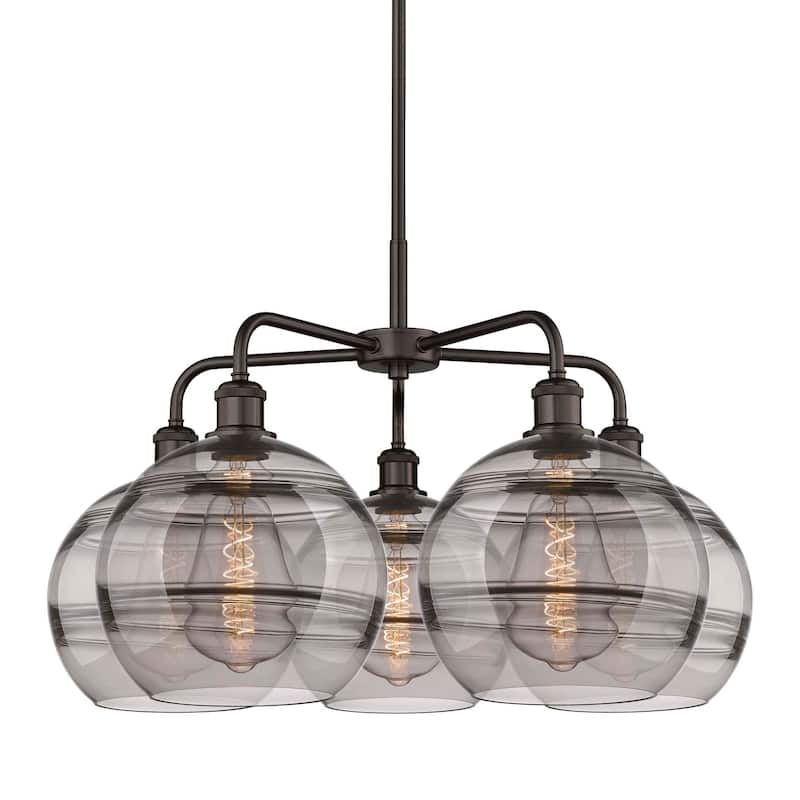 Innovations Lighting 516-5CR-18-28 Rochester Chandelier Rochester 5 - Oil Rubbed Bronze / Light Smoke