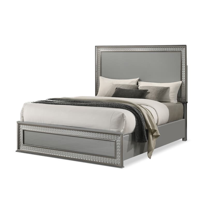 Furniture of America Isabella Glam 5-Piece Metallic Grey Wood Platform Bedroom Set