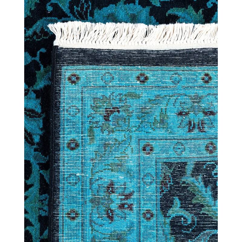 Fine Vibrance, One-of-a-Kind Hand-Knotted Runner Rug - Blue, 2' 6" x 9' 10" - 2' 6" x 9' 10"