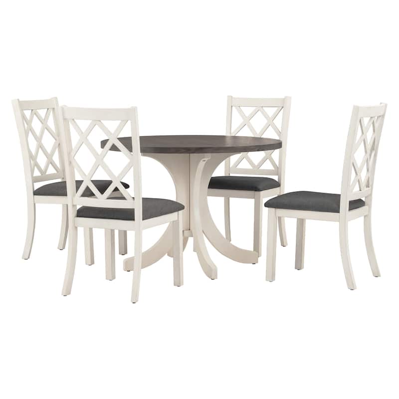 Characteristic Round Table with Four Chairs, Dining Table and Chairs Set for Apartment, Breakfast Nook