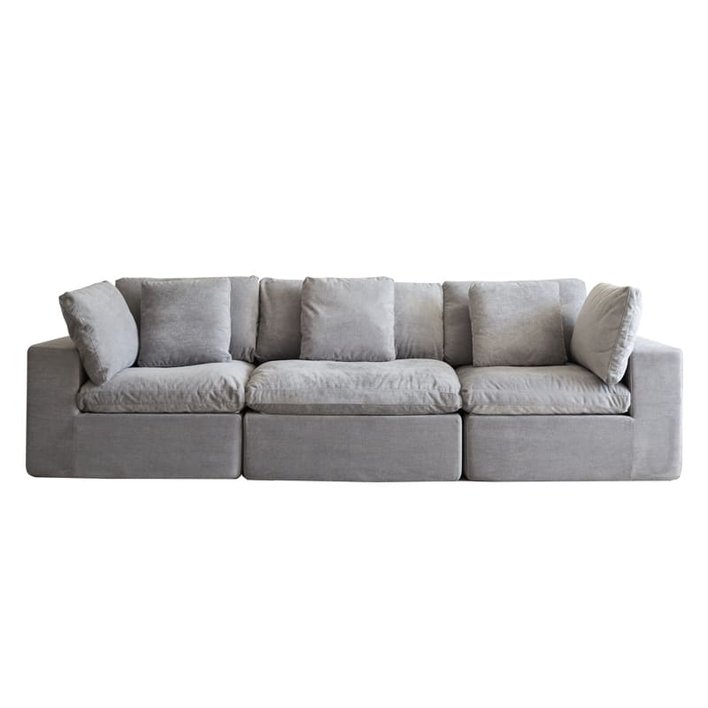 Modular Sectional Sofa with 33D High Density Sponge, Waterproof Flannel Fabric Compression Couch with Square Arms and Pillows