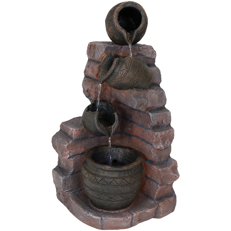 Sunnydaze Crumbling Bricks Solar Water Fountain - 27"