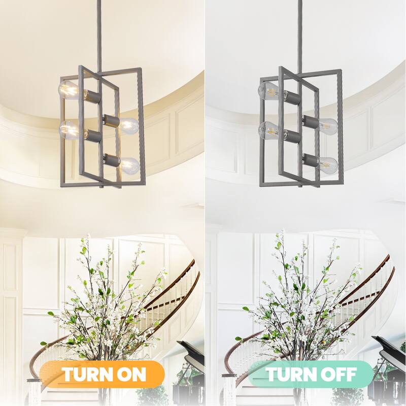Pendant Light Fixture 4 Lights Candle Chandelier Rustic Industrial Metal Ceiling Light