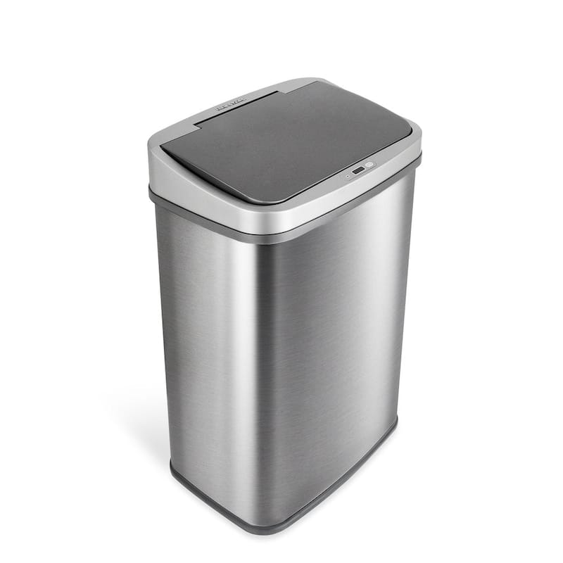 NINESTARS Rectangular Motion Sensor Trash Can 13.2 Gal./50 L Brushed Steel DZT-50-28BR - 13 Gal./50L - Brushed Steel