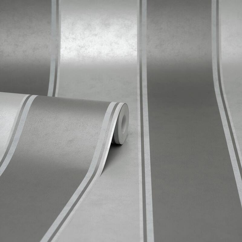 Brewster Rydia Grey Stripe Wallpaper