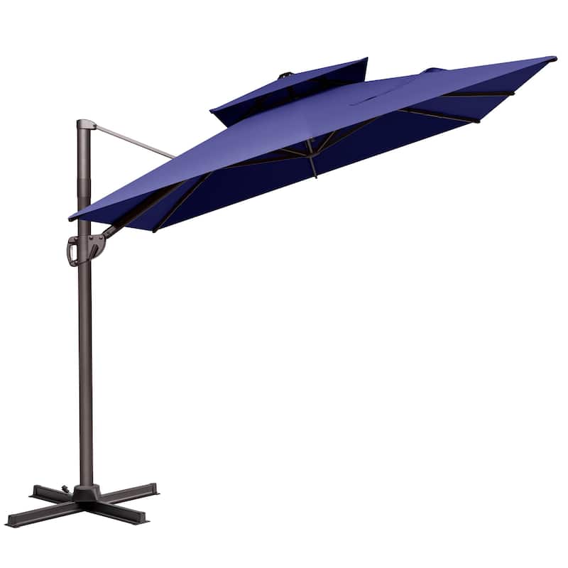 VredHom 9X11FT Outdoor Dual Wind Vent Offset Cantilever Patio Umbrella