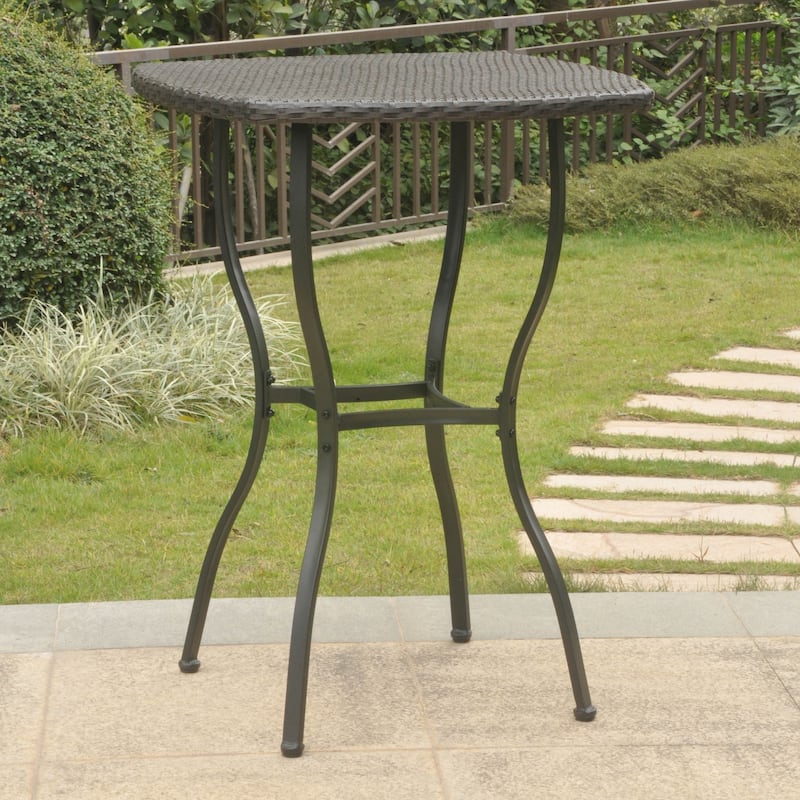 Valencia Resin Wicker/Steel Bar-height Patio Bistro Table - Antique Black