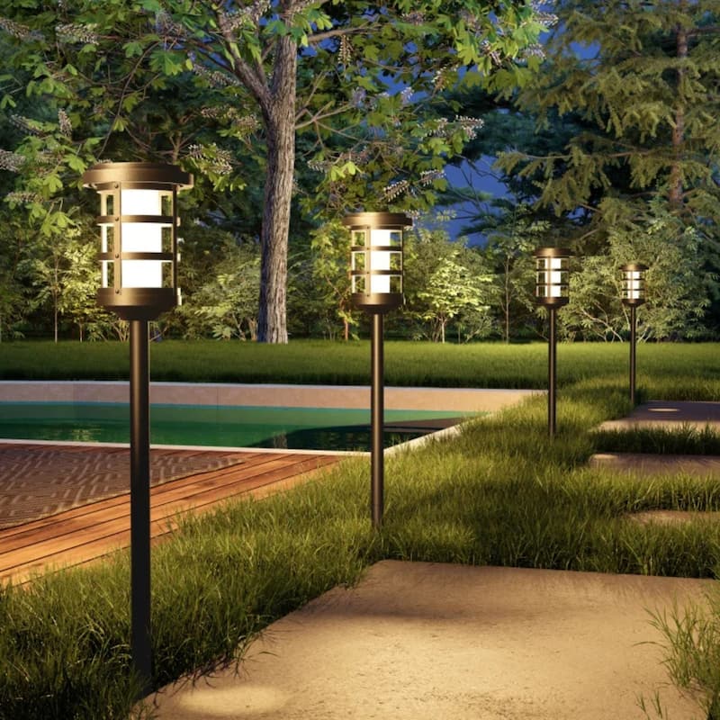 Solar Landscape Lights Aluminum Heavy Duty Outdoor Pathway Decoration Lighting (Set Of 4)