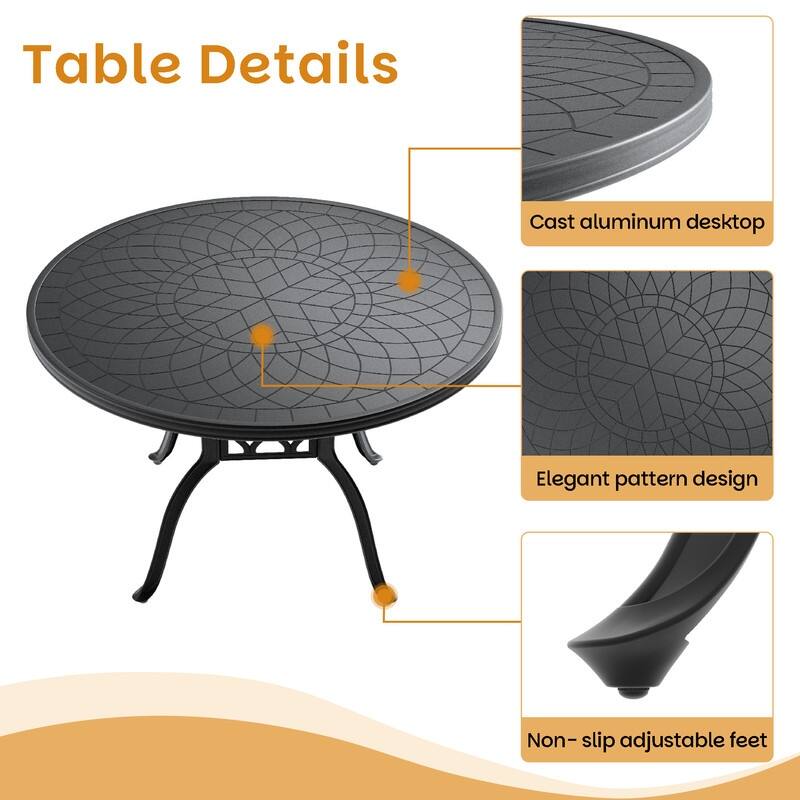 7-Piece Outdoor Dining Set with Aluminum Table & 6 Chairs, All-Weather Outdoor Patio Sets for Patio, Backyard, Garden