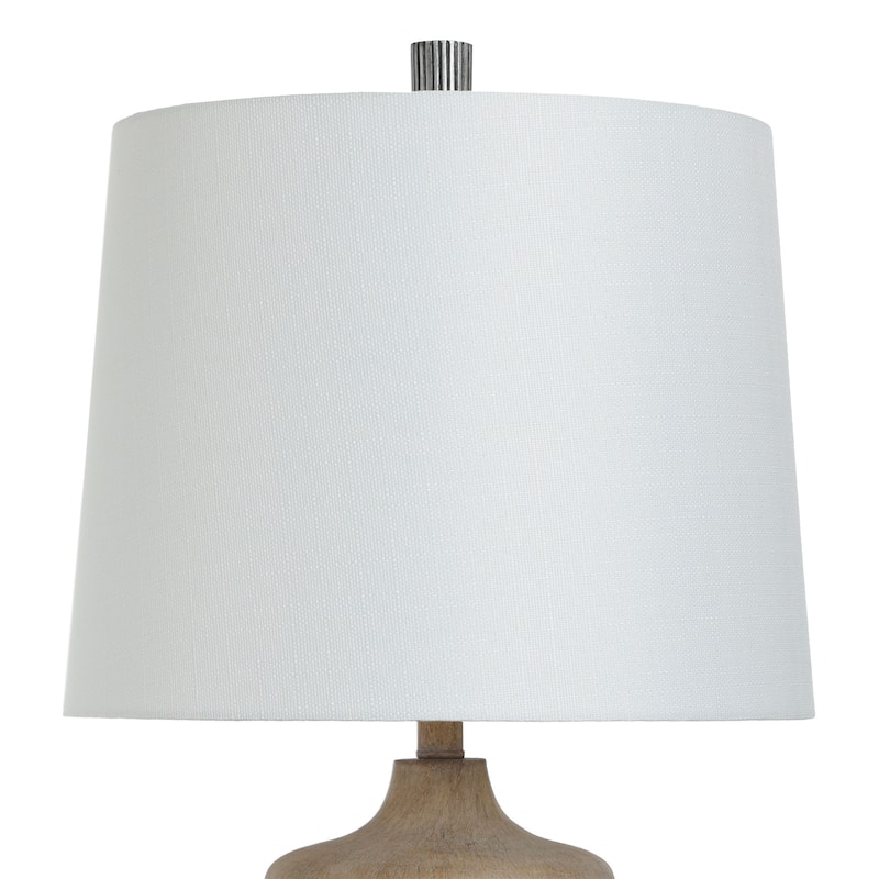 StyleCraft Haver Hill Light Tan Wood with Ribbed Silver Band Table Lamp