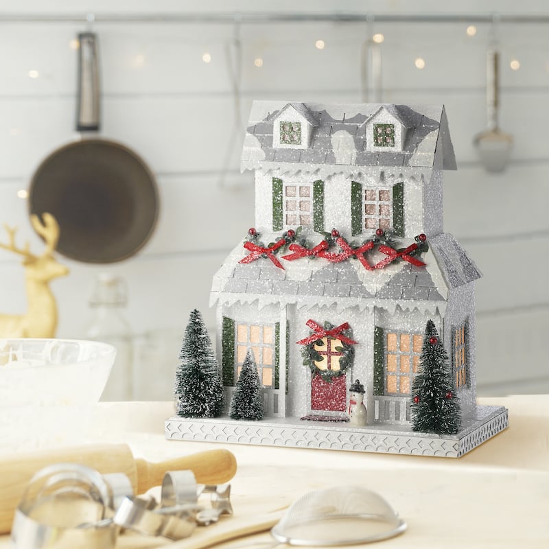 10" Led Cardboard Christmas Cottage