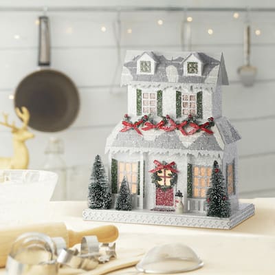10" Led Cardboard Christmas Cottage