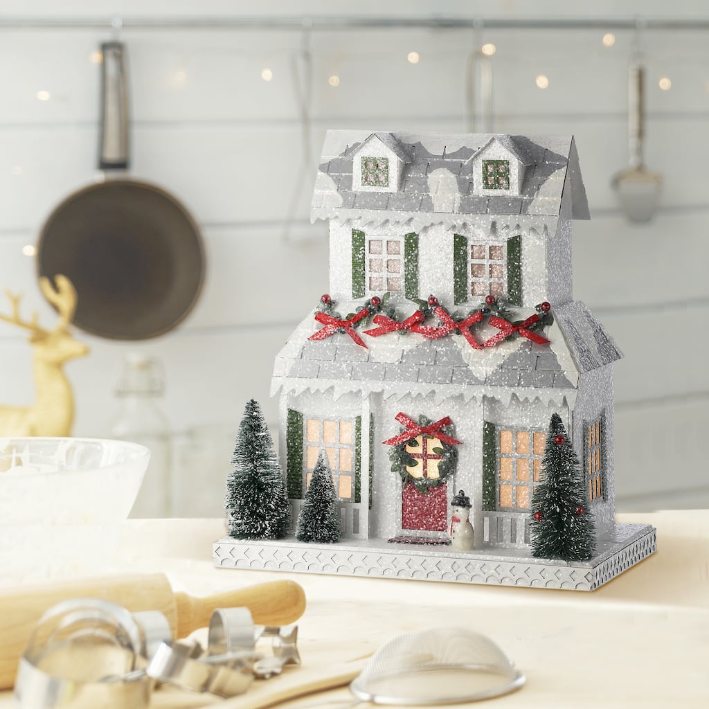 10" Led Cardboard Christmas Cottage