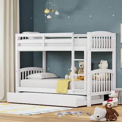Arca Wood Twin Over Twin Bunk Bed and Trundle