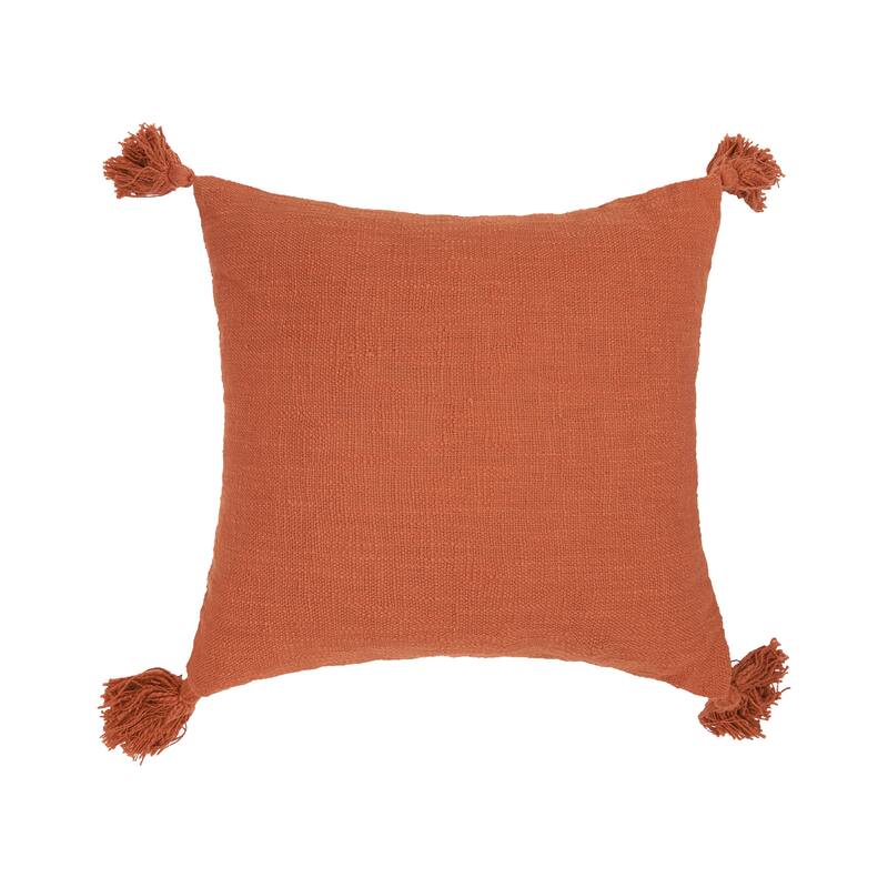 Anna Cotton Decorative Throw Pillow With Tassels - Orange