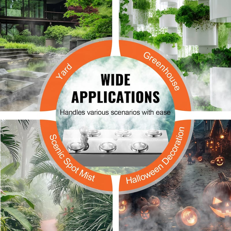 UIMOSO Ultrasonic Mist Maker 6 Head, 4500mL/H Ultrasonic Fogger, Mist Maker with 165W IP67 Waterproof Power Supply